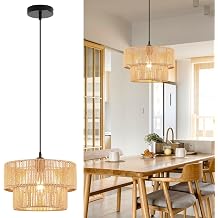 Rattan Pendelleuchte Boho Style H ngelampe E27 Vintage Rattan Lampe [Energieklasse E]