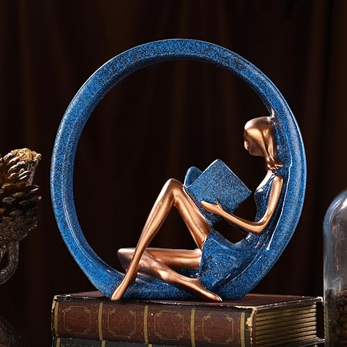 Miniatura 3 de Estatuas de resina para niña, estatua de yoga, escultura artística para estantería, adornos para lectores, profesores, decoración para sala de