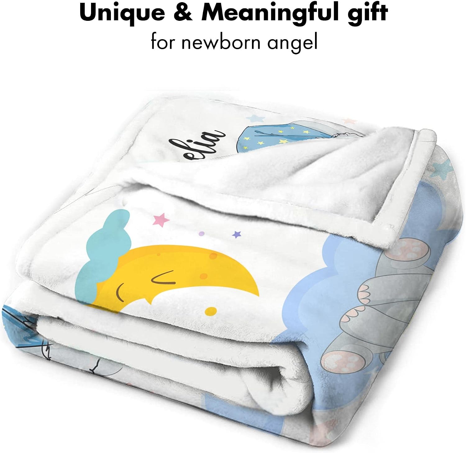 Personalized Dreamy Elephant Baby Blanket, Custom Names Night Sky Theme, Soft Fleece Weekly Milestone Tracker, Gender Neutral Nursery Decor, Unique