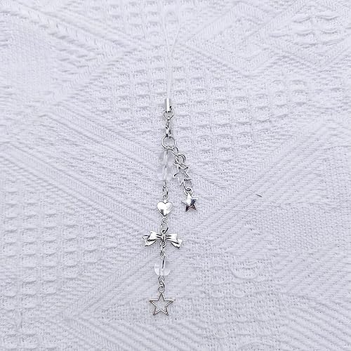 Miniatura 6 de Paquete de 3 llaveros con dije de estrella para teléfono, correa de accesorios, material de aleación para amantes de la moda, cadena Y2K, Metal,