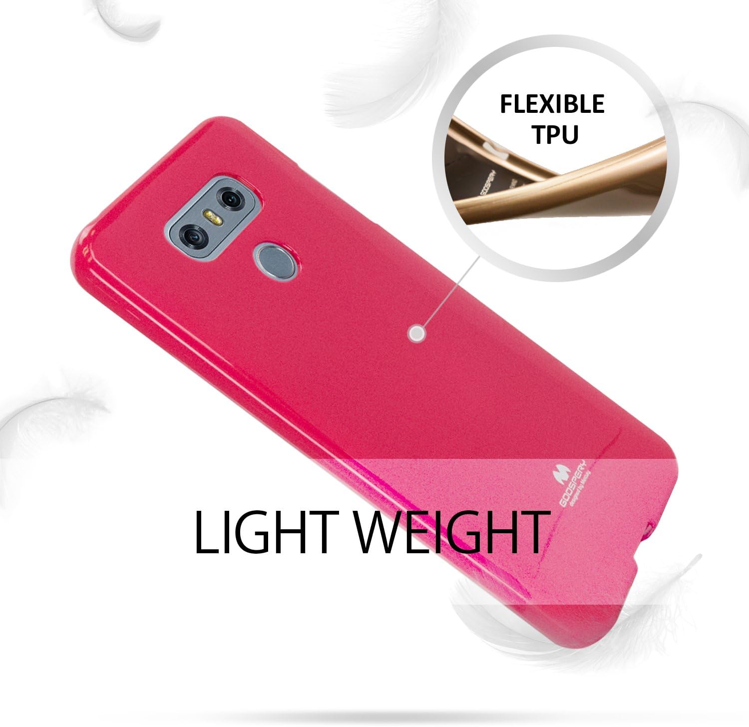 GOOSPERY Pearl Jelly for LG G6 Case (2017) Slim Thin Rubber Case (Hot Pink) LGG6-JEL-HPNK