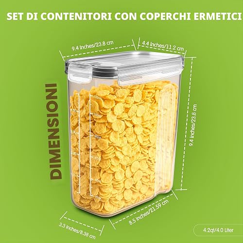 KICHLY Cereal & Dry Food Storage Container (Set of 4) – BPA Free Plastic – Airtight Kitchen Storage Containers – Cereal Dispenser for Kitchen & Pantry - 6