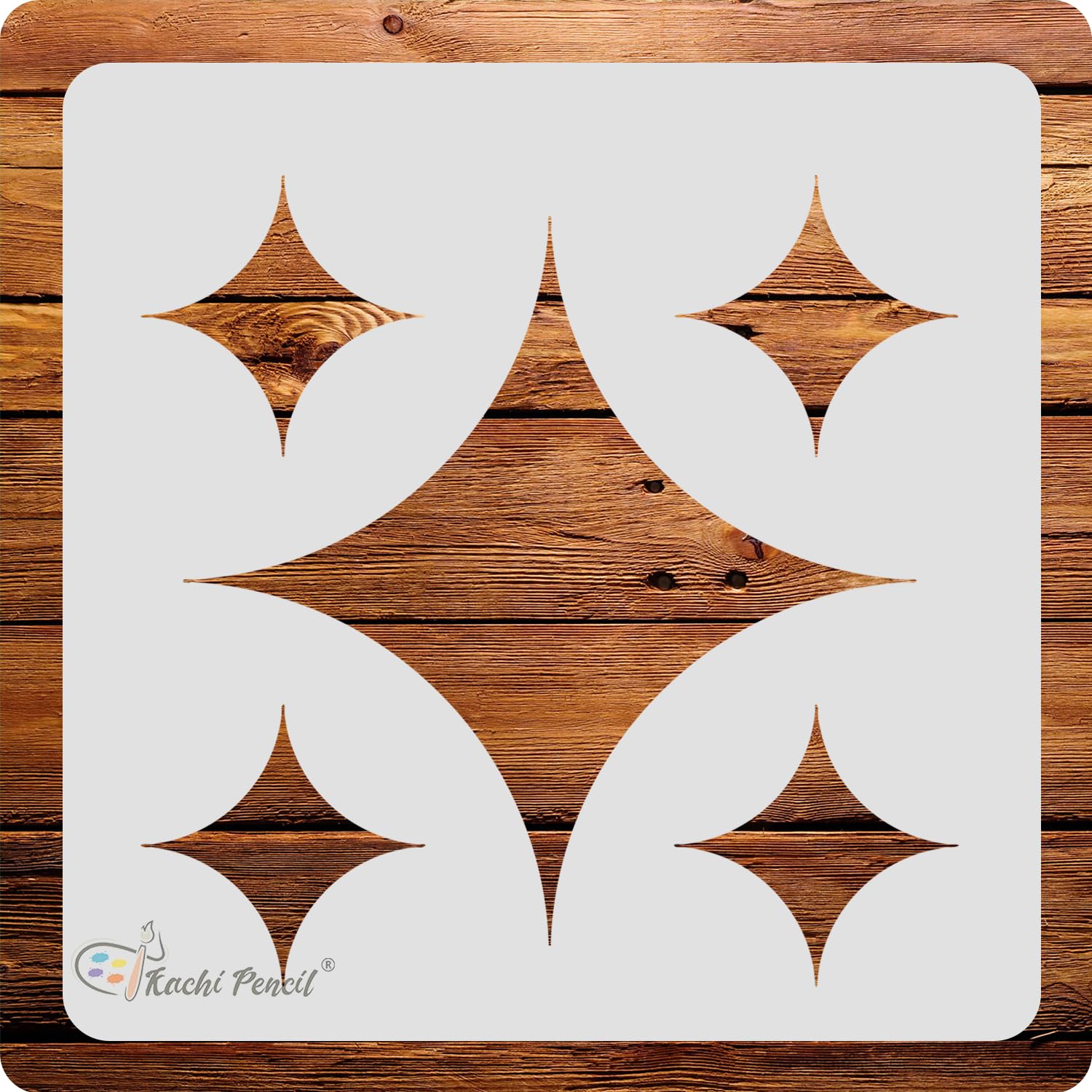 Kachi Pencil Star Brick Art and Craft Stencils for Painting, Size 6 x 6 inch Reusable Stencil for Painting, Fabric, Glass, Wall Painting, and Craft Painting