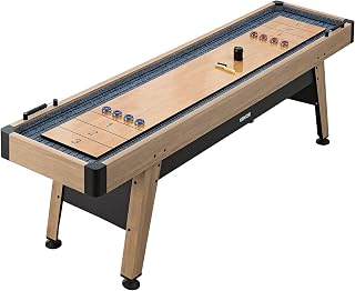 VEVOR 7ft 9ft 12ft Shuffleboard Table for Family Game Room, Shuffle Board with Scratch-Resistant Playfield, Legs, 8 Pucks, Wax, Brush, for Smooth Fast Puck Action