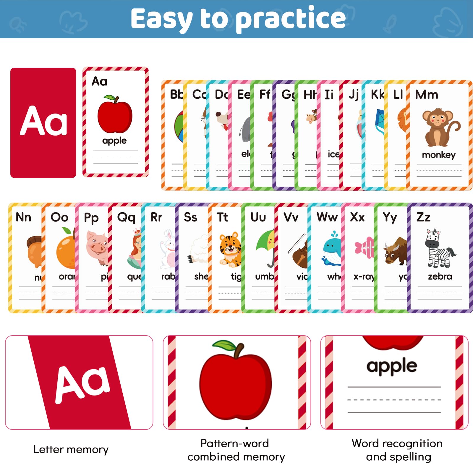 Snapklik.com : 26 Pcs Alphabet Flash Card 1-3 ABC Learning & Sight ...