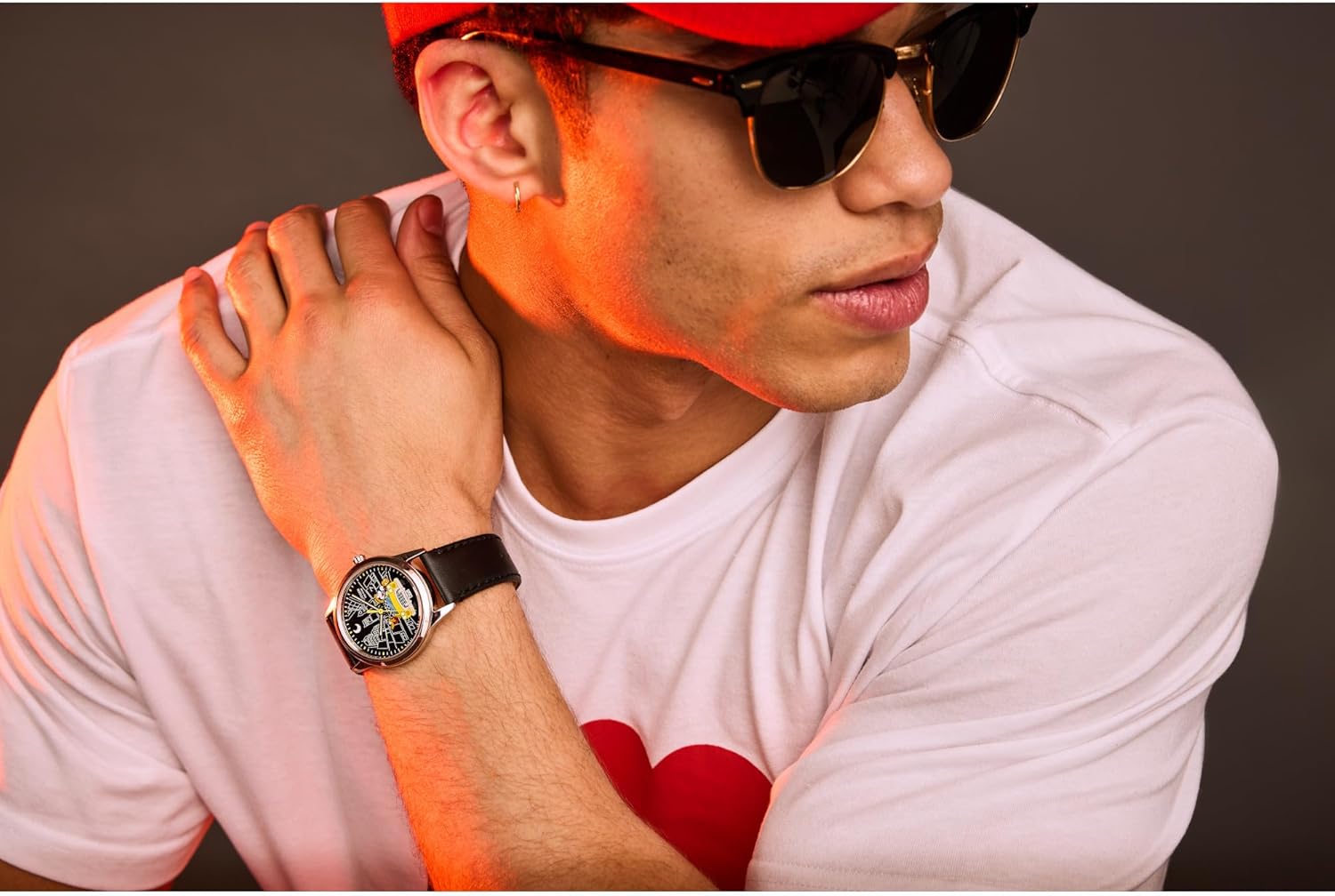 Citizen Men's Eco-Drive Disney Mickey Mouse & Friends Watch, Black Leather Strap, Black Dial, Date (Model: AW1860-01W)