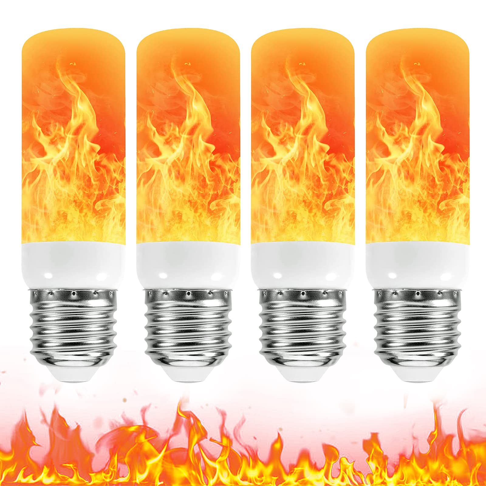 LED Flame Effect Light Bulb, LED Fire Flickering Light Bulb, 4 Lighting Modes 5W E27 Flame Effect Bulb, Flame Light Bulbs for Indoor Outdoor Christmas Halloween Garden Decorative Lighting (4)