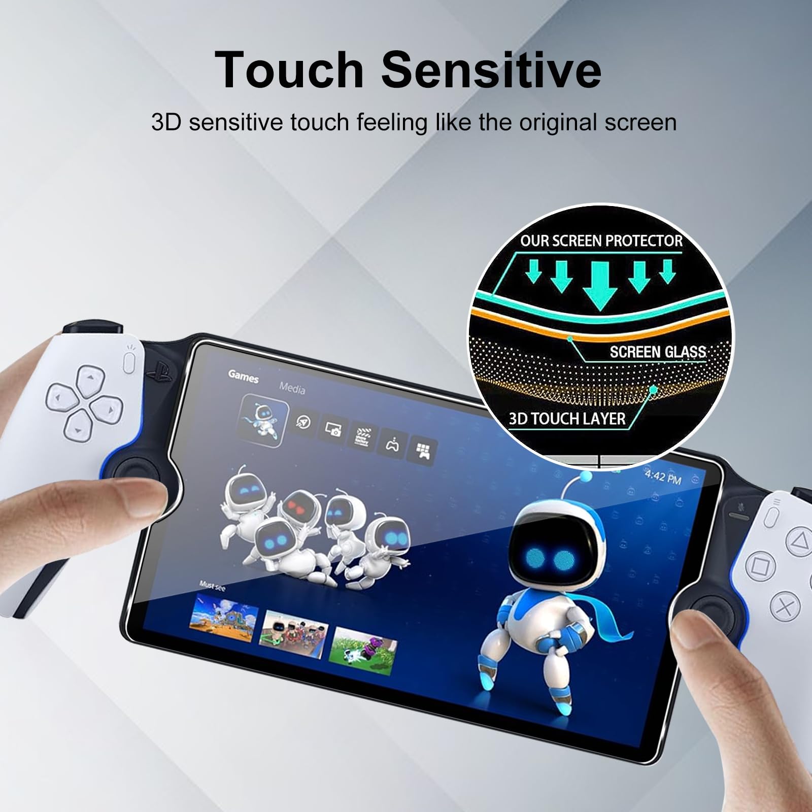 2 Piezas Protector de pantalla para Sony PlayStation Portal, Premium Cristal Vidrio Templado 9H Dureza, Anti-Arañazos, Alta Definicion Transparente Protector de Pantalla