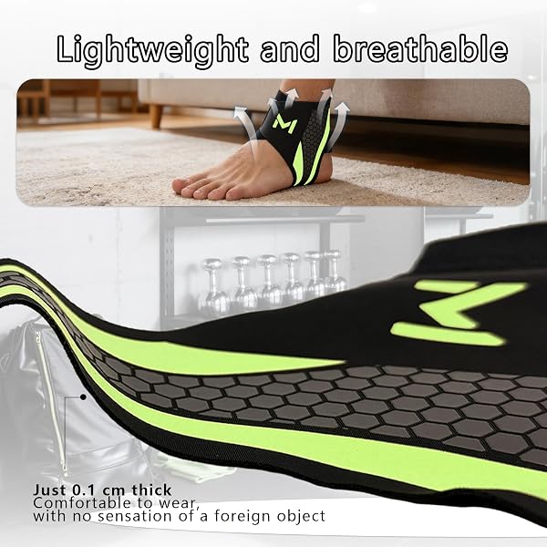 Sports Ankle Brace 2 Pieces - Elastic Breathable Nylon Support with Double Adjustable U Band - Unisex for Running, Football, Fitness, Joint Recovery (One Size Black + Green) - 4