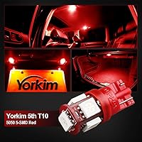Vista 6 de Yorkim 194 bombillas LED rojas superbrillantes de 5ª generación, T10 168 bombillas LED para interior de automóvil, domo, matrícula, mapa, puerta