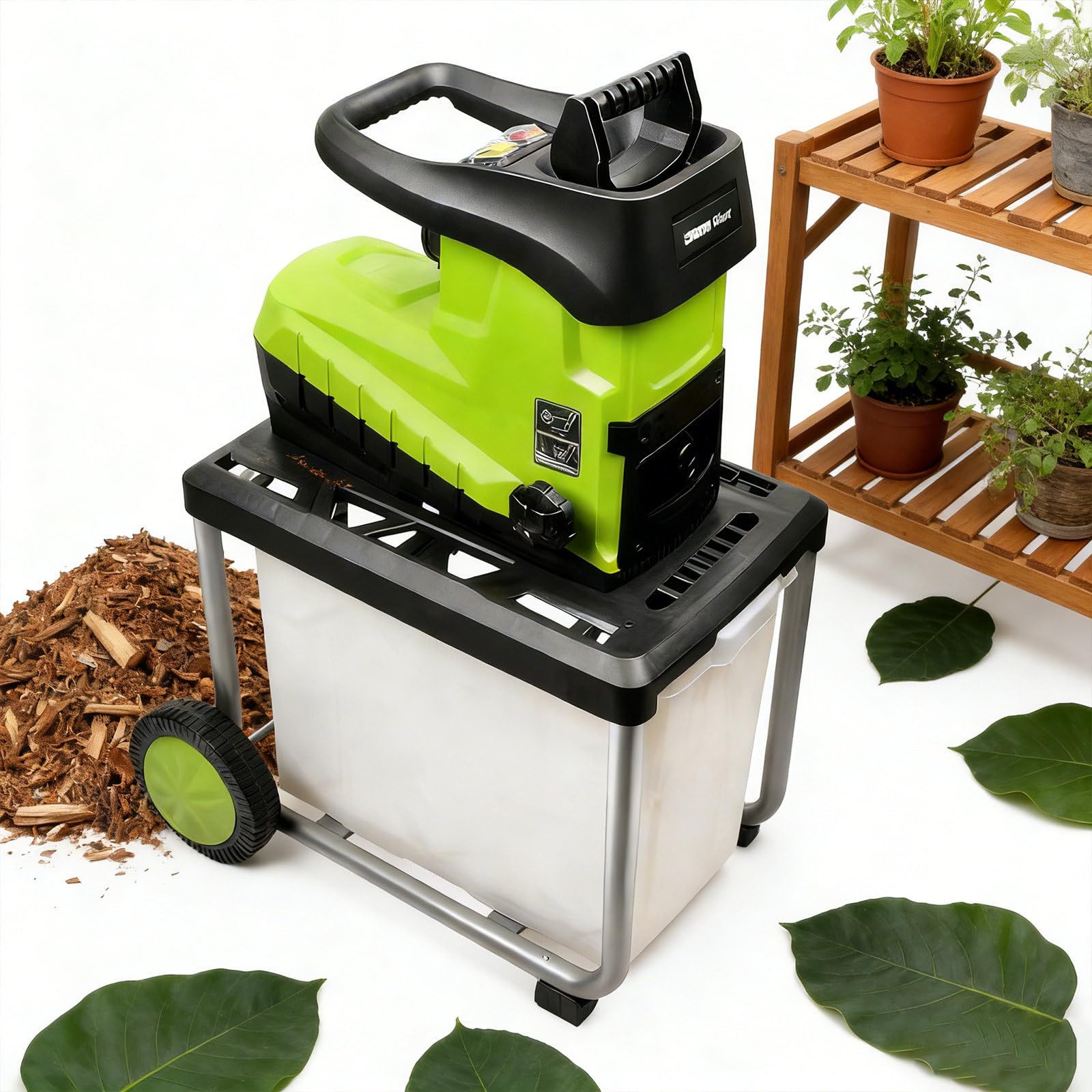 Szybka Rozdrabniarka 2800 W Z Odłączanym Pojemnikiem Zbiorczym O Pojemności 60 L, 5000 Obr./Min, Do Gałęzi O Średnicy 45 Mm/1,77 Cala, Rębak Do Drewna, Elektryczny Rozdrabniacz Ogrodowy