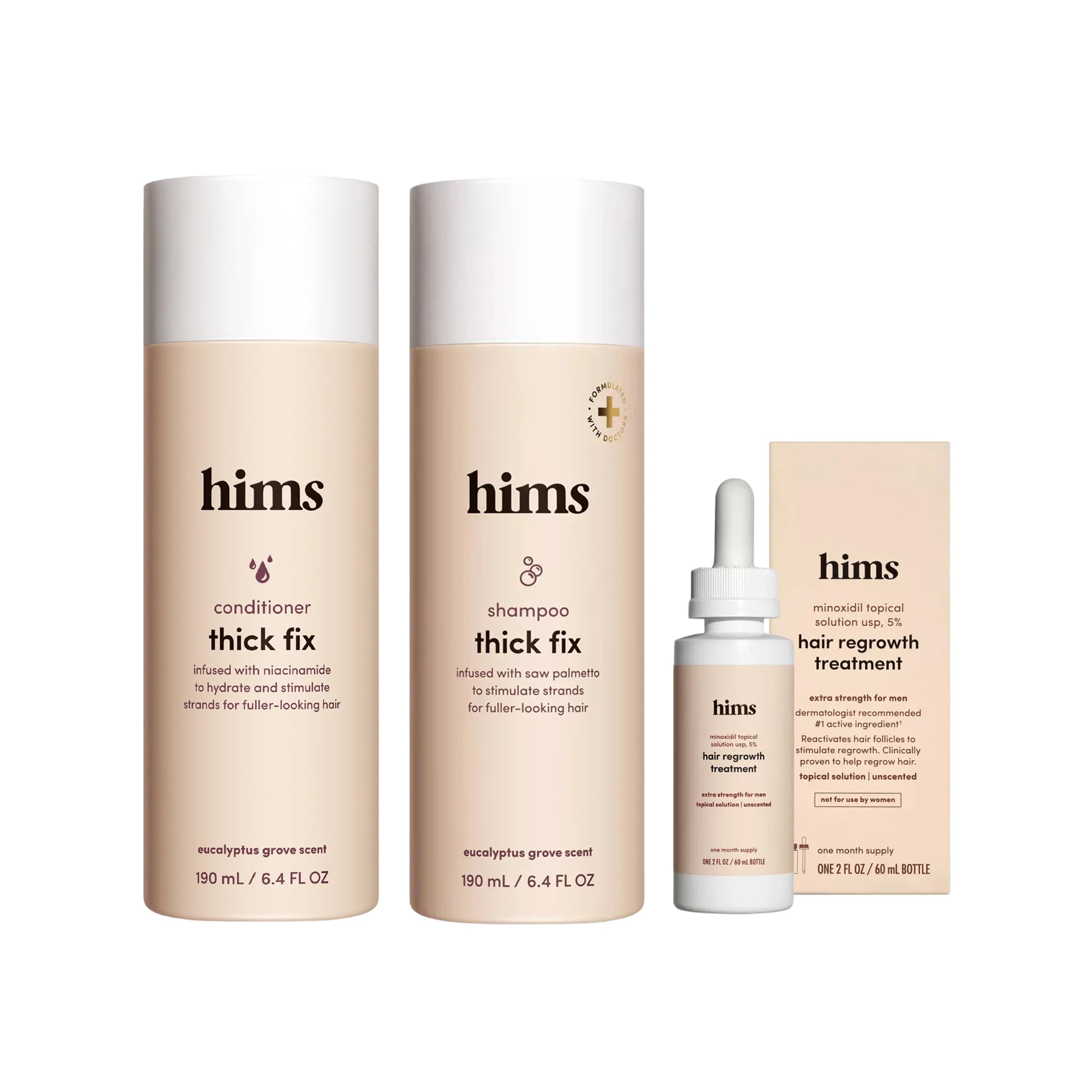 hims Thick Fix Shampoo Conditioner Set for Healthy Hair Growth Thickening - Eucalyptus Scent 6 4 fl oz