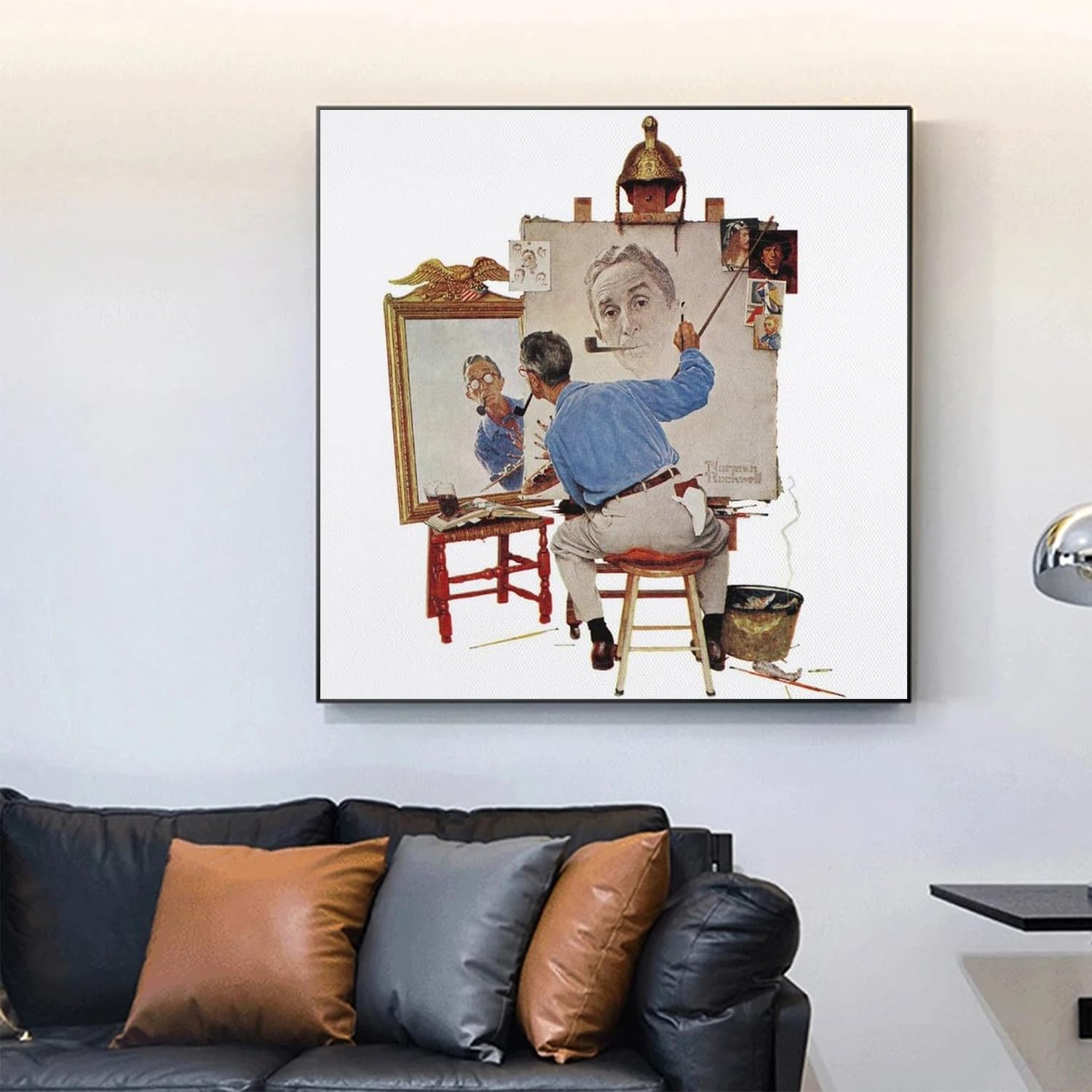 Amazon｜ノーマン・ロックウェルのポスタートリプルSelfPのortrait