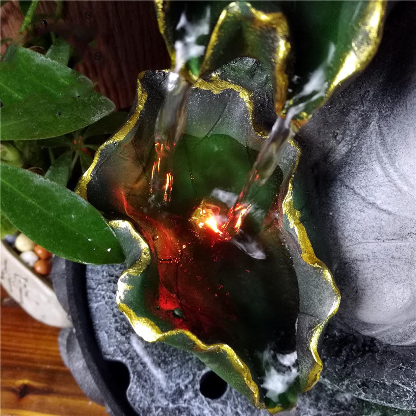 Buddha Seduto Meditation Fontana da interni, cascata, fontana da tavolo per interni Zen Meditazione, decorazione rilassante per casa, ufficio, camera da letto,Grigio,Buddha C