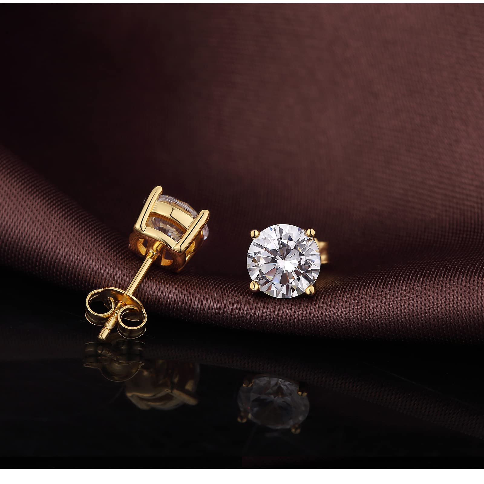 18 Karat überzogen Simulierten Diamant Brillant Runde Zirkonia Ohrstecker 925 Sterling Silber 4mm 8mm Feines Silber Schwarz Gold Schmuck für Damen Herren