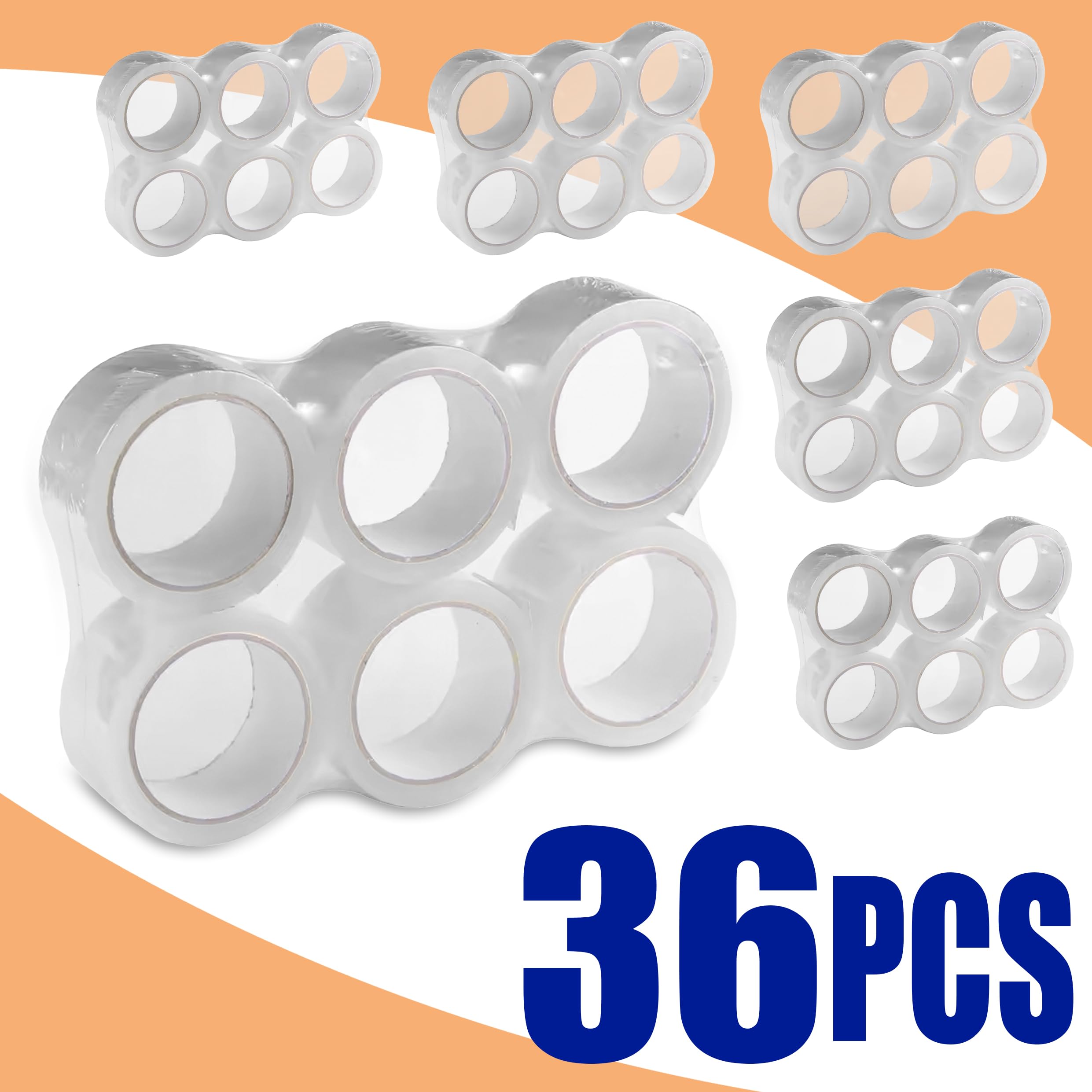 GIANTO 36 rolek przezroczystej taśmy samoprzylepnej - 50 mm x 66 metrów rolka do paczek, kartonów, przeprowadzek, opakowań, wysyłki, wytrzymała, odporna na rozerwanie, wyprodukowana we Włoszech