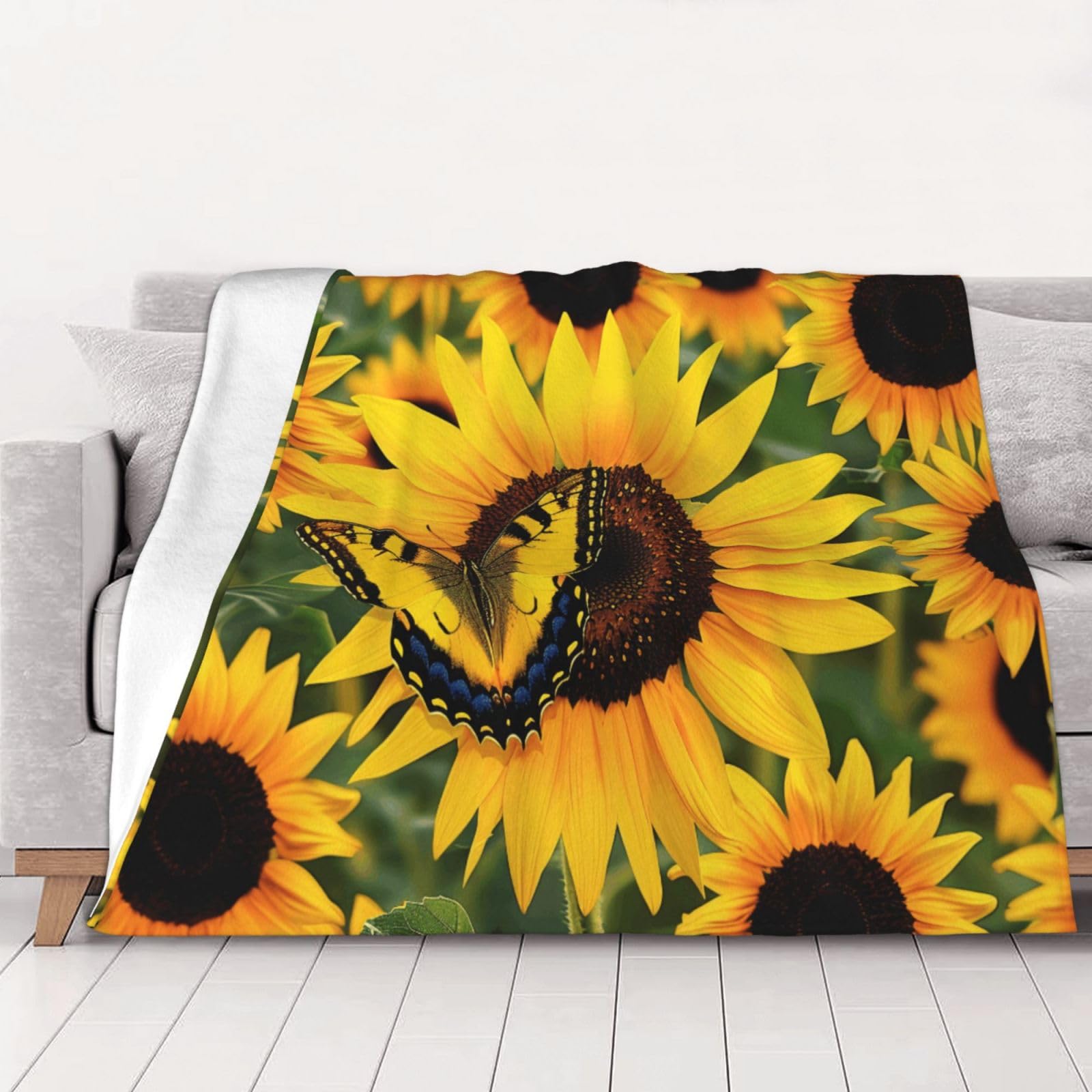 Couverture flanelle papillon thermorégulatrice et douce pour adulte