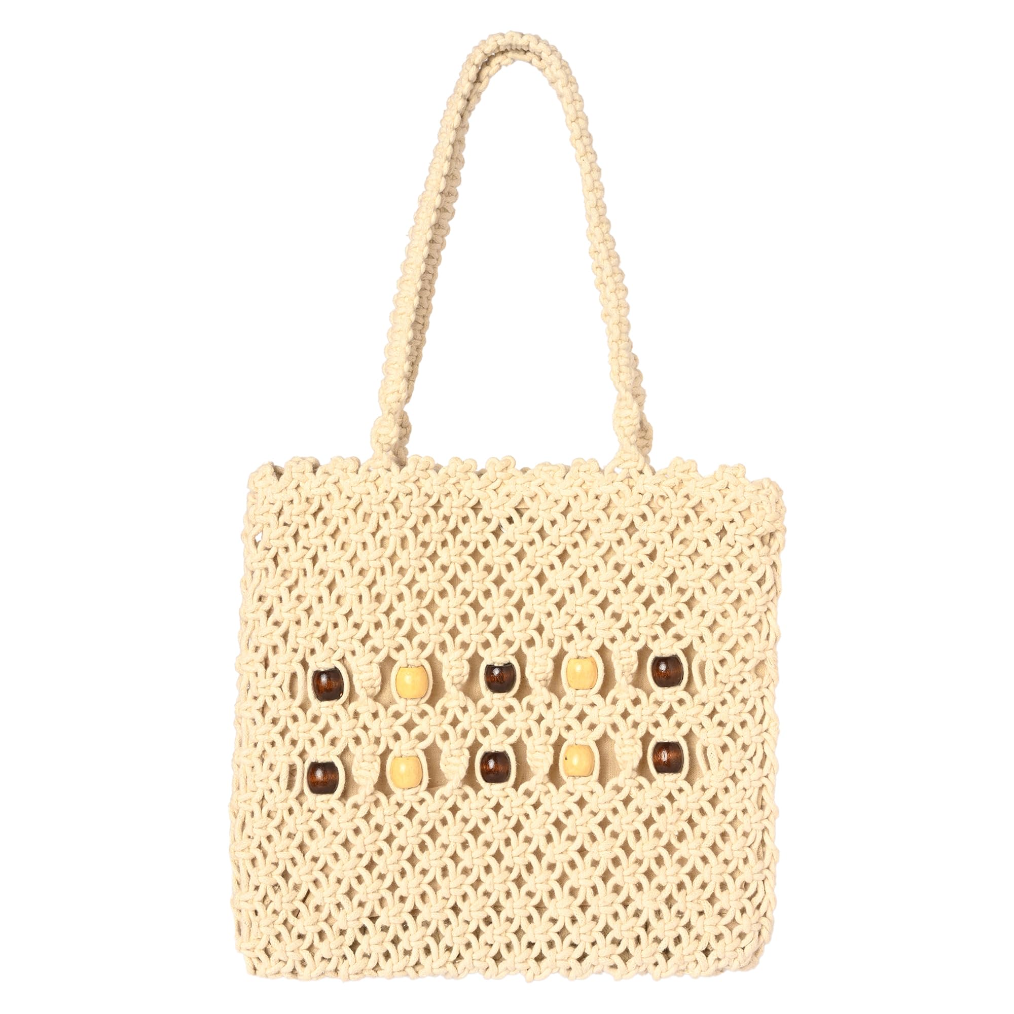 LOVE N BEYOND JULIA Macrame Women Girl Handmade Cotton Boho Crochet Beaded Large White Beach Bag Fashion Gift (Size 11”x 12” inches// 27.94 cmx 30.48 cms). (B09T3M7222) Amazon Price History, Amazon Price Tracker