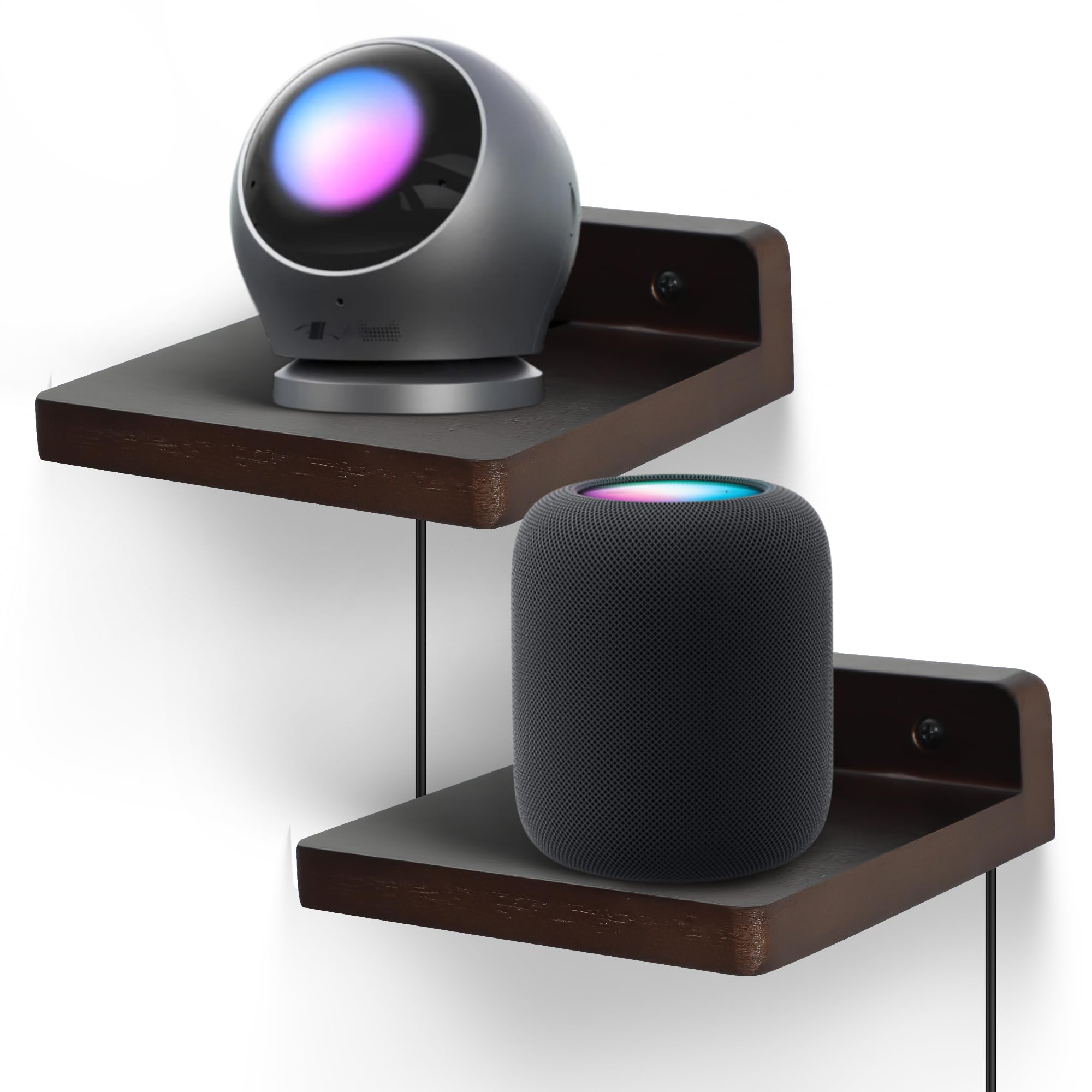 FURAOMEILI Small Floating Shelf for Wall,5 Inch Wall shelf Set of 2,Mini Speaker, Baby Monitor,Cameras,Figurines Display Stand, for Bedroom, Gaming Room, Living Room, Office(Dark Walnut) — image 1