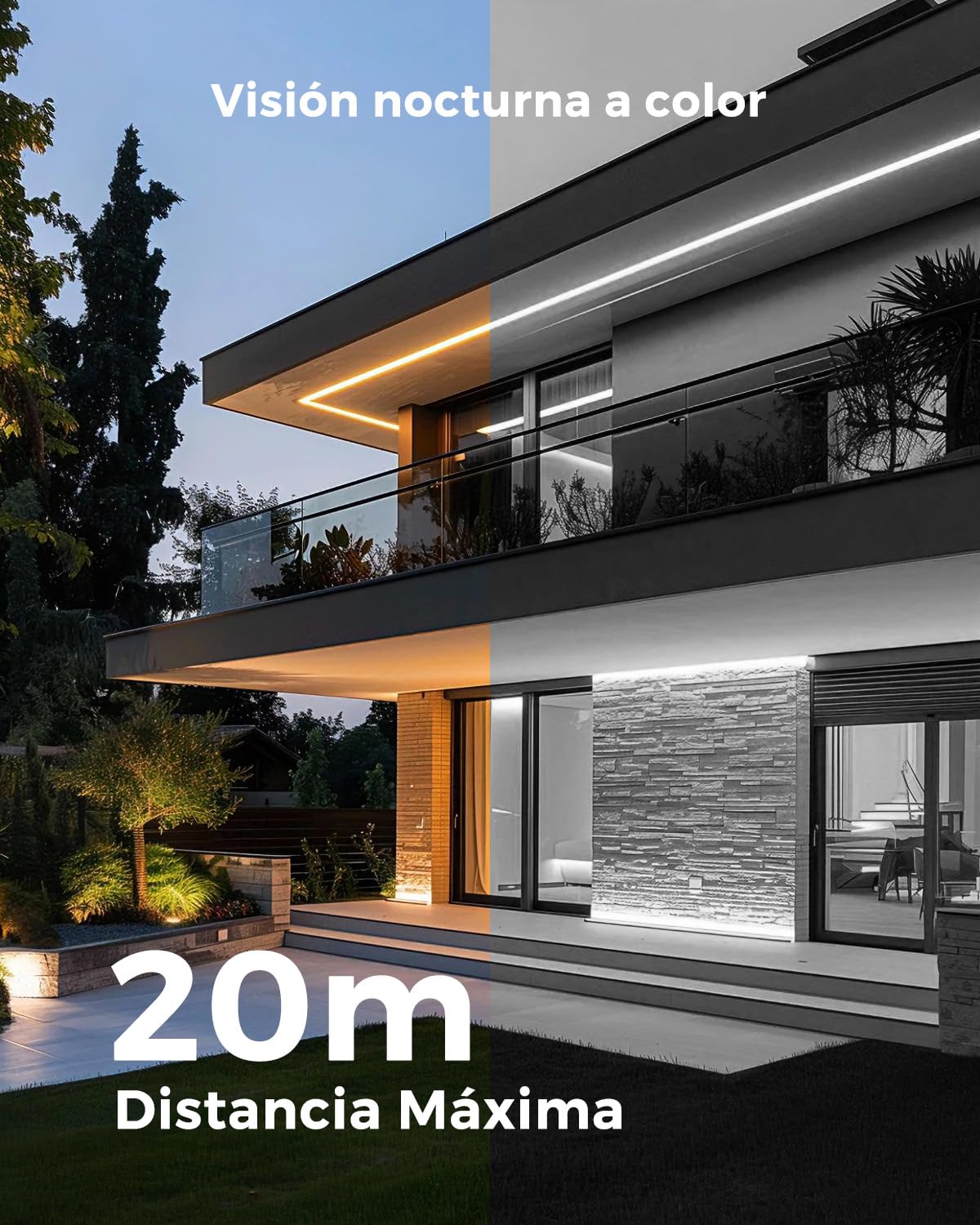 Reobiux 2K Camara Vigilancia WiFi Exterior con Doble Lente, Cámara IP Vigilancia Domicilio con Visión Nocturna Color, Seguimiento Automático, Audio Bidireccional, Grabación Continua 24/7, 2 Pack
