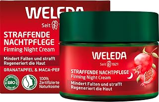 WELEDA Organic Firming Night Cream - Natural Cosmetics Natural Anti Ageing Face Cream with Pomegranate Seed Oil & Maca Peptides Moisturising Cream Reduces Wrinkles and Regenerates the Skin (1 x 40 ml)