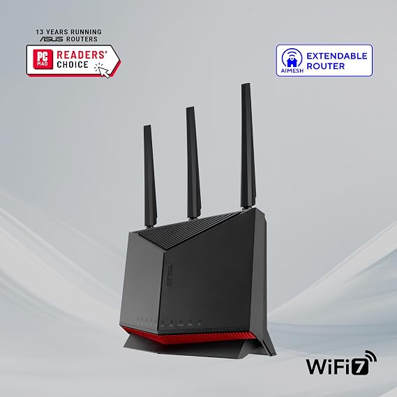 ASUS RT-BE86U WiFi7 BE6800 WiFi7 ثنائي النطاق جيجابت جهاز توجيه قابل للتمديد