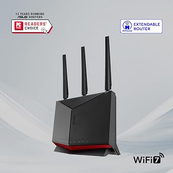 ASUS RT-BE86U WiFi7 BE6800 WiFi7 ثنائي النطاق جيجابت جهاز توجيه قابل للتمديد