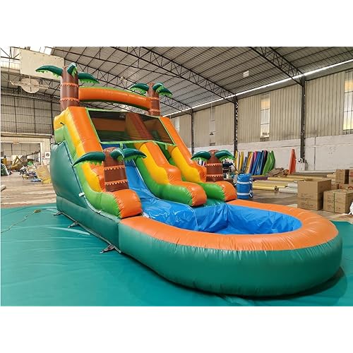Commercial Water Slide Large 100% PVC Inflatable Water Slide for Adults Kids with Blower Blow Up Water Slide with Splash Pool Outdoor Backyard Party 21x9x12ft