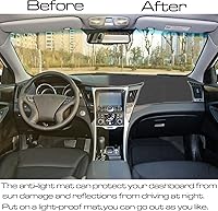 Vista 5 de SENSHINE para Hyundai Sonata 2011 2012 2013 2014 Funda para salpicadero, cubierta para consola central, tapete para salpicadero, alfombra, protector