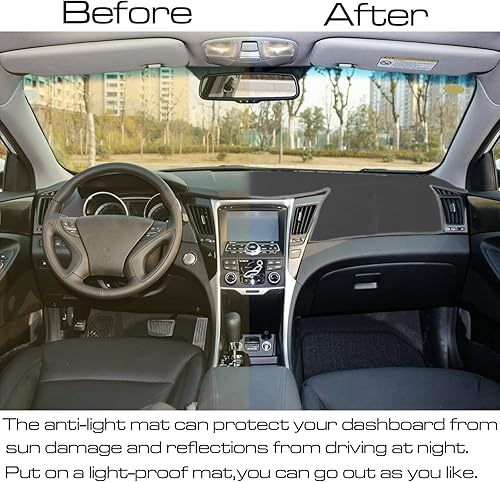 Miniatura 5 de SENSHINE para Hyundai Sonata 2011 2012 2013 2014 Funda para salpicadero, cubierta para consola central, tapete para salpicadero, alfombra, protector