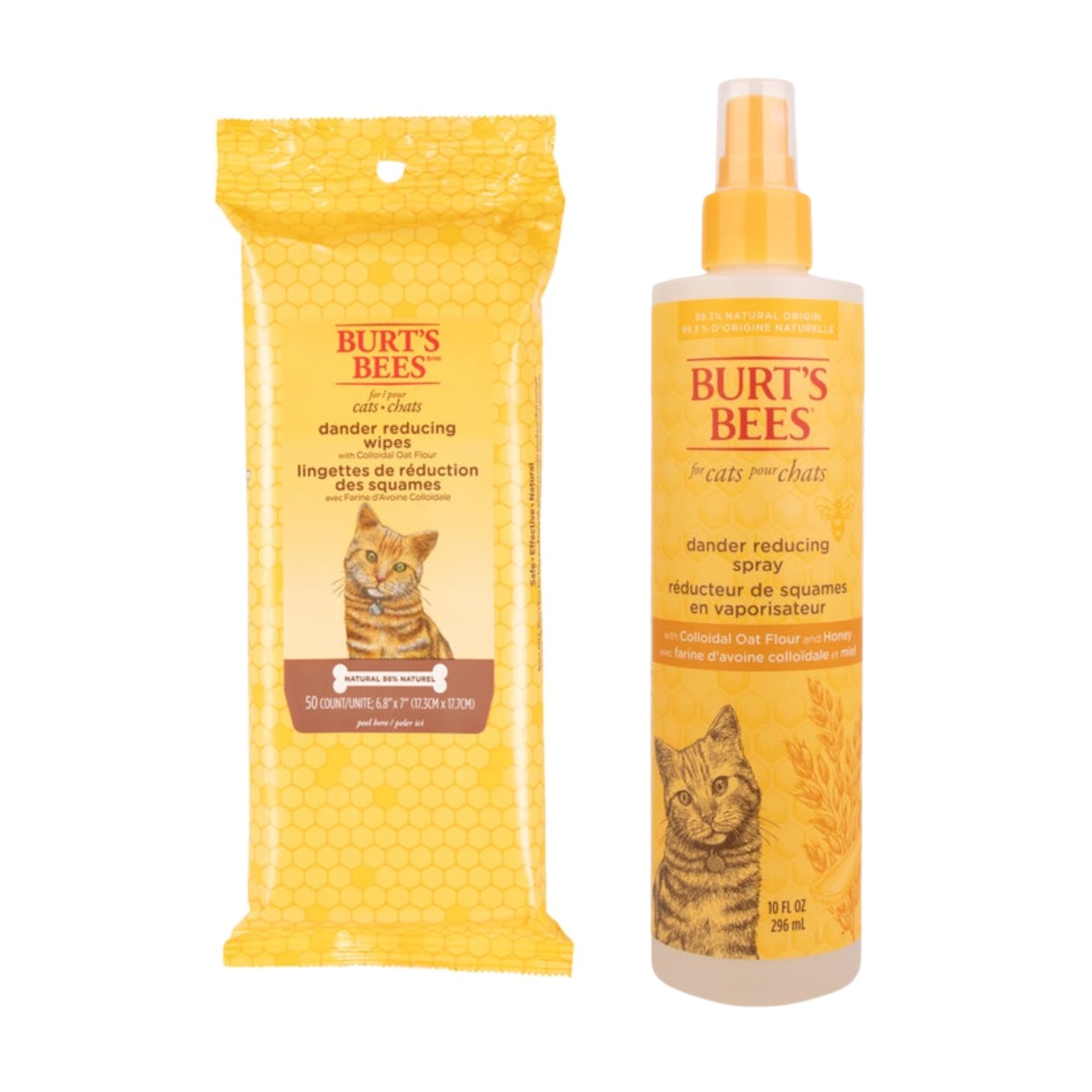 Burt's Bees for Cats Grooming Wipes and Dander Reducing Spray - Cat Wipes and Cat Dander Spray, Cat Dander Wipes, Dander Reducing Cat Grooming Wipes, Burts Bees Cat Spray for Dander
