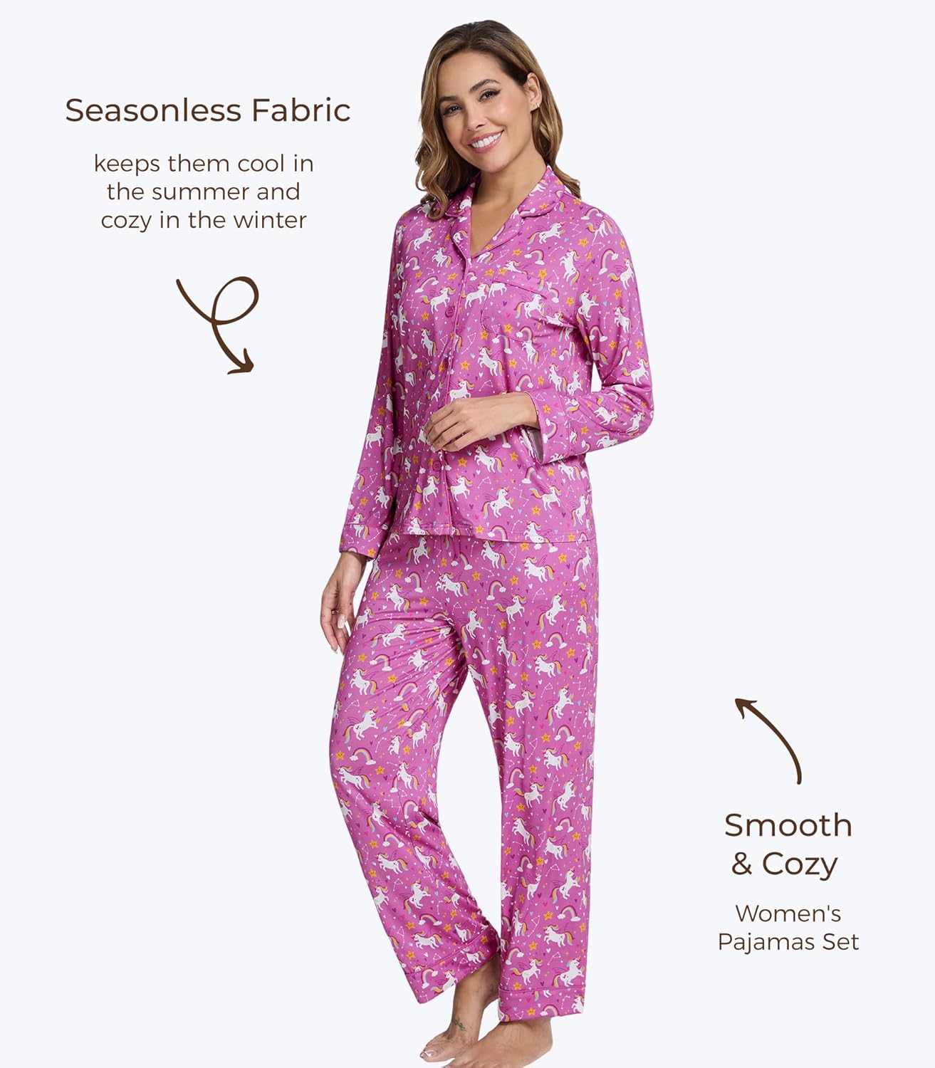Viscose from Bamboo Pajamas Set for Women Soft Button Down Sleepwear Pj Lightweight Lounge Sets with Pockets S-XXL - Image 4