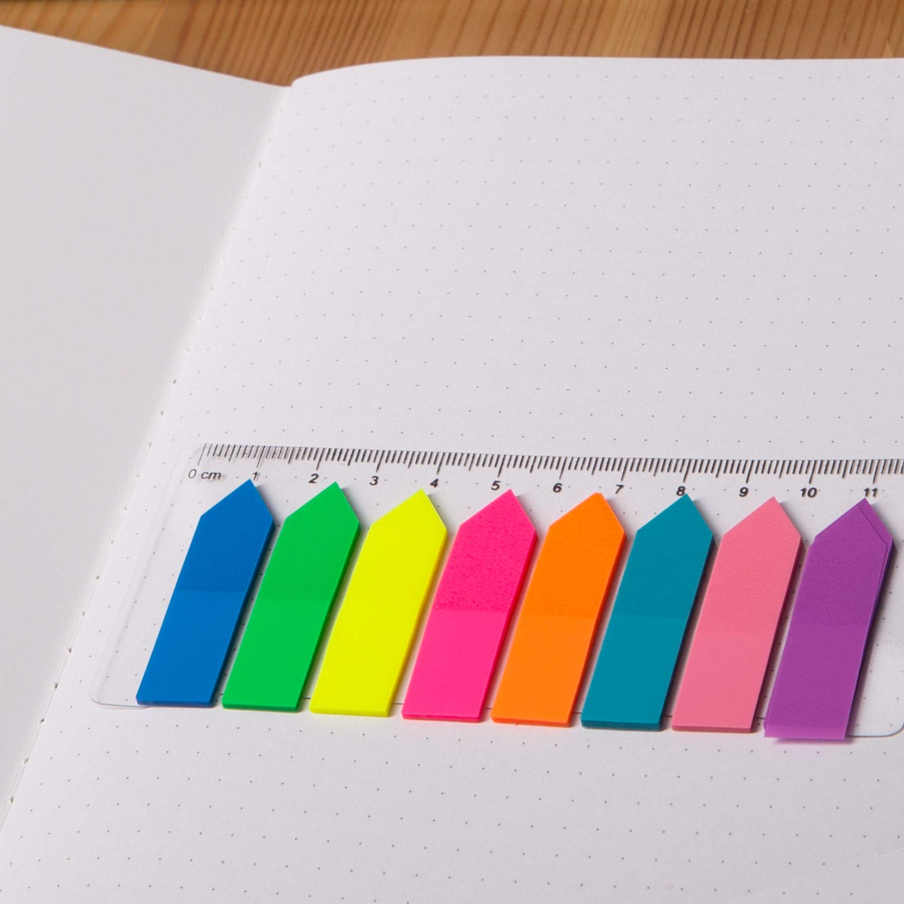 D.RECT 24 pacchetti segnapagina con righello | 8 colori, 12x45mm, 8x25 fogli | Forma di freccia | Strisce adesive Notes Index