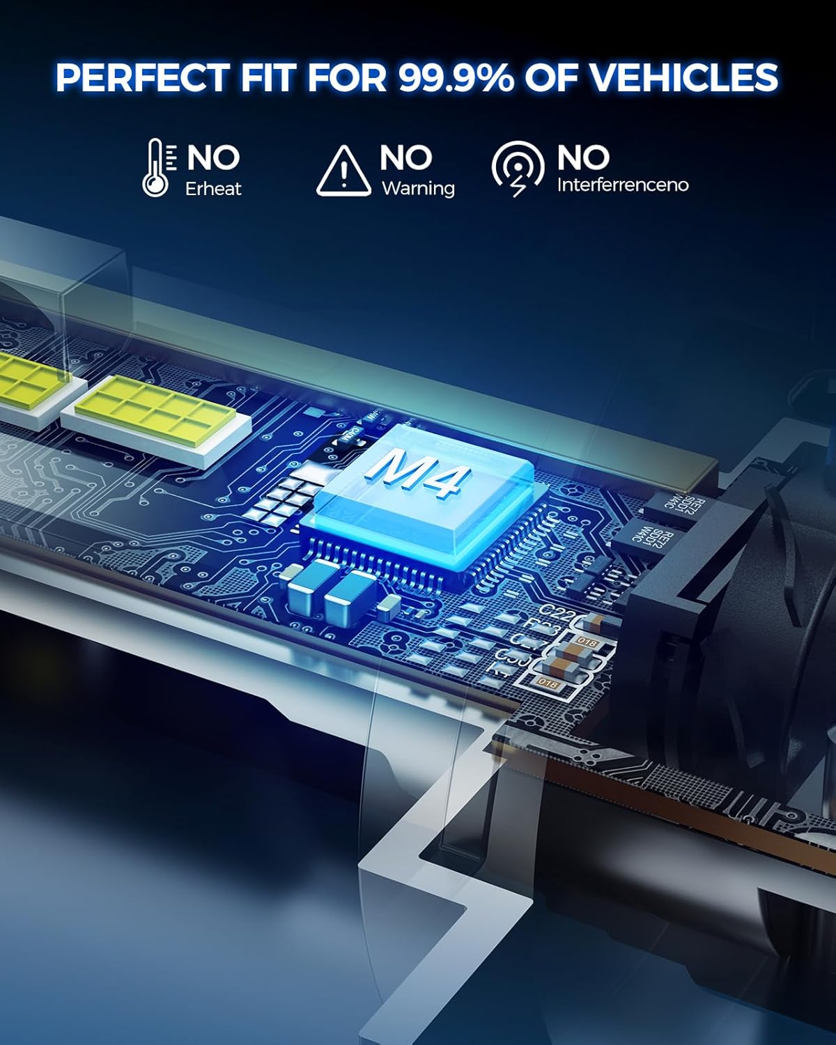 Marsauto H4 Bulbs 60,000LM 1200% Brighter, 9003 H4 Fog Light with Plug-N-Play, Wireless 9003 Powersports Light For UTV ATV Offroad Vehicles, IP67, Pack of 2