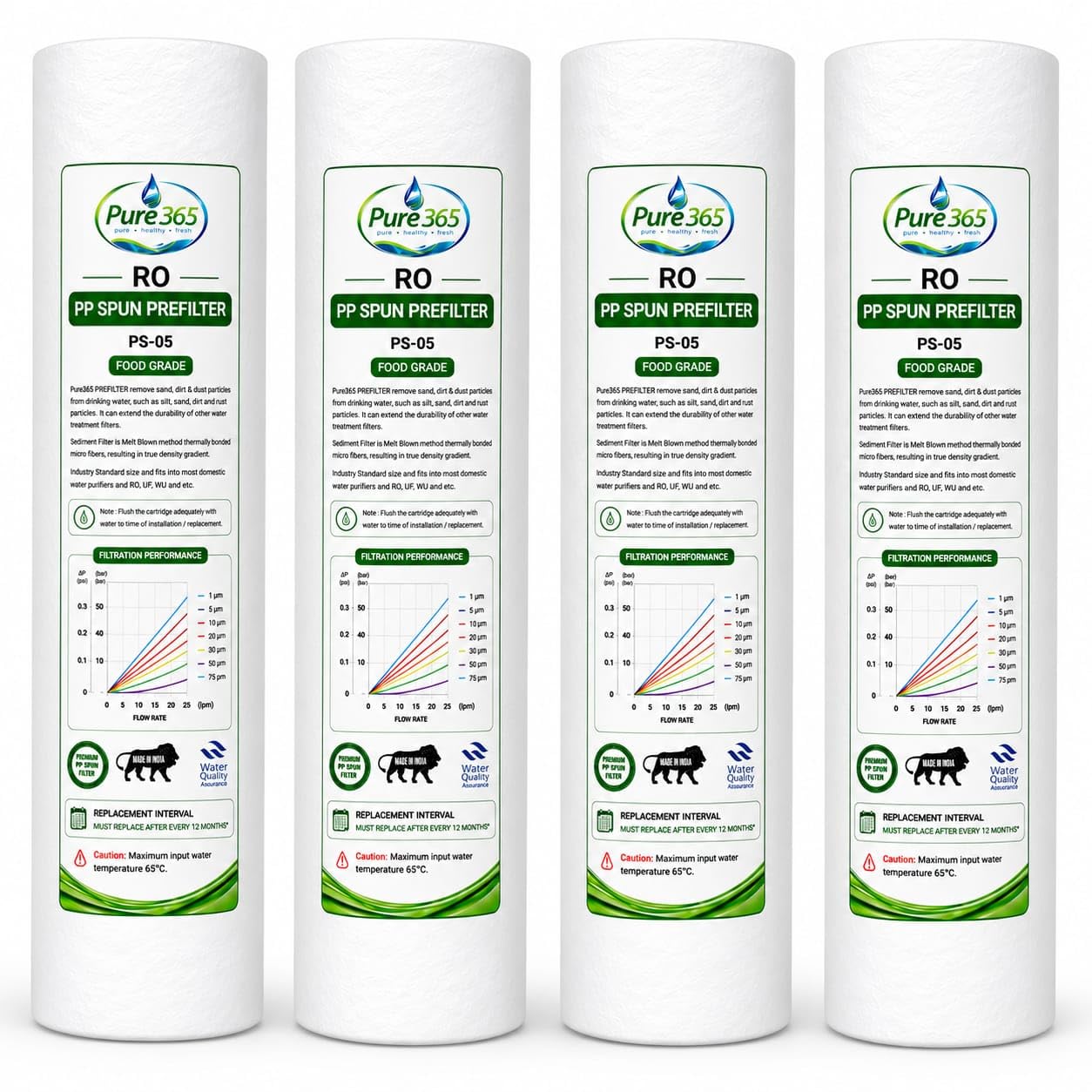 RO PP Spun Prefilter Cartridge Pack of 4 | 10 Inch Food Grade Sediment Filter for RO Water Purifier | Removes Dust, Sand, Silt & Rust Particles | Universal Replacement Filter-image-13
