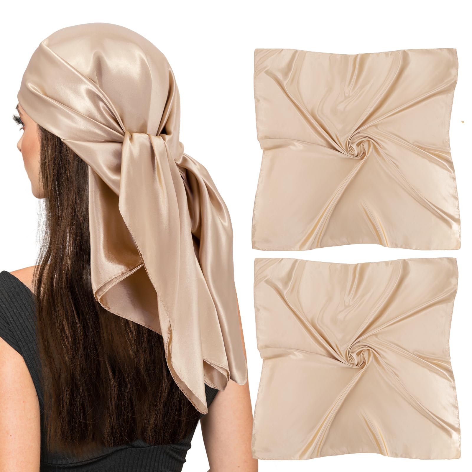 vimate Kopftuch für Frauen-35“ Quadrat Seide Gefühl Satin Schal Seidentuch für Haar Wrapping und Schlafen in der Nacht