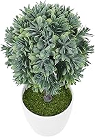 Vista 1 de Planta artificial esférica en maceta, maceta artificial, árbol en maceta, bolas de topiario artificial, plantas de escritorio, decoración de plantas
