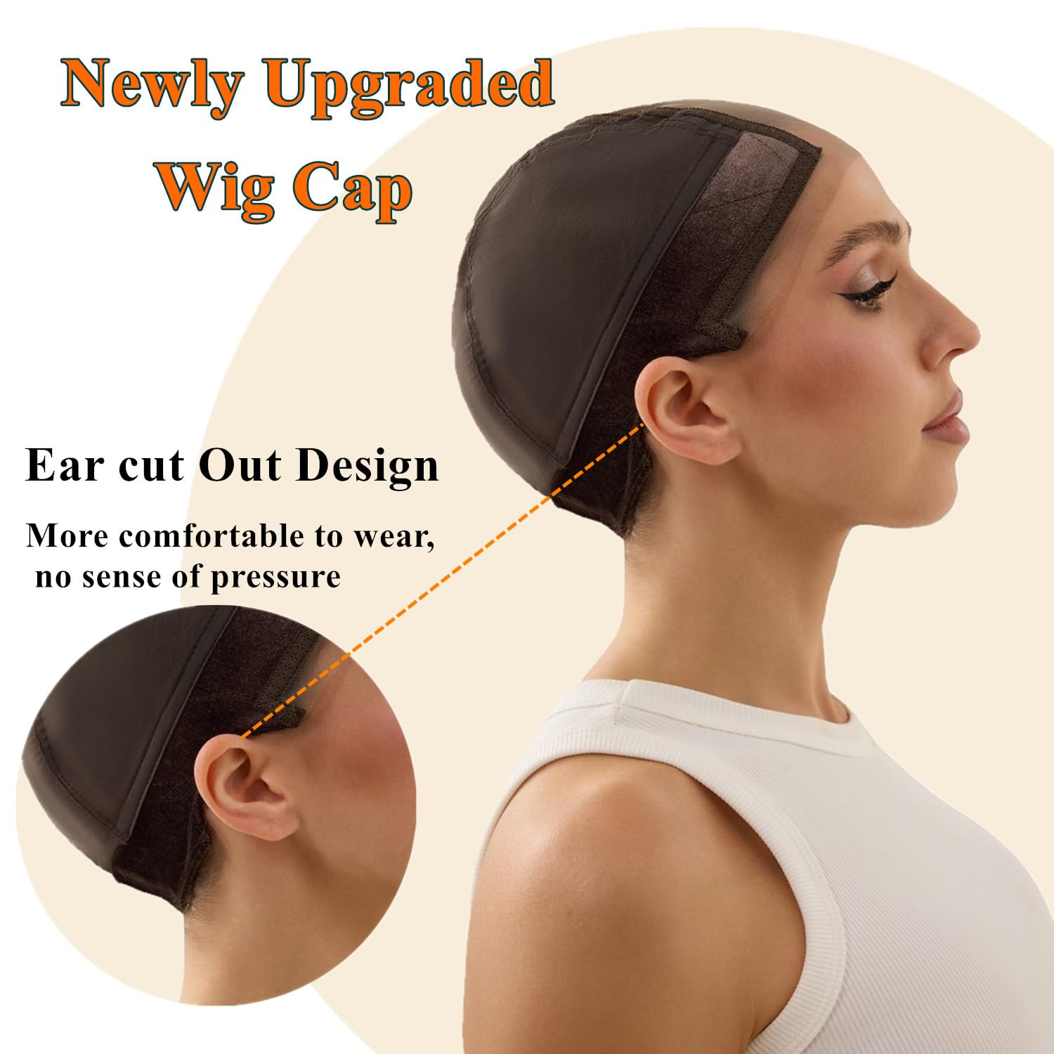 Xiushumyi Lace Wig Cap for Women,Non-Slip Grip Cap Make Your Wigs Glue Free,Wig Caps with Built-in Adjustable Velvet Band for Keeping Wigs in Place(Brown,M) M Brown