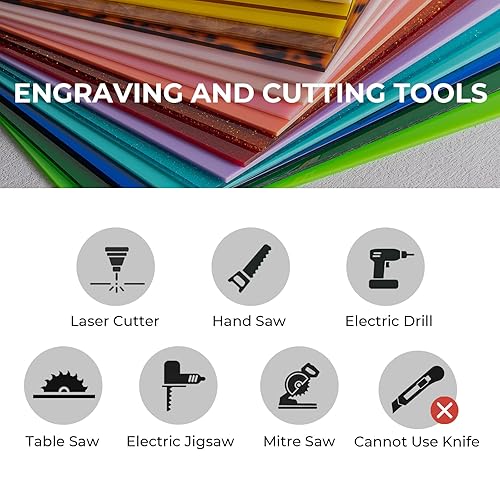 Miniatura 6 de xTool Hojas acrílicas, láminas de plexiglás de película roja transparente iridiscente de 18 pulgadas de grosor, 3 paquetes de 12 x 12 pulgadas,