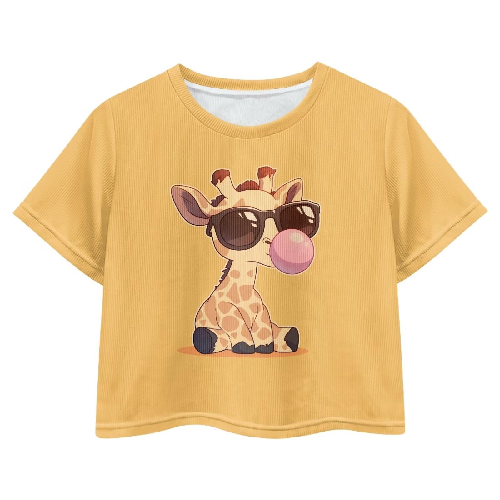 Cute Crop Tops for Girls Short Sleeve Summer T Shirts Fashion Graphic Tees Crew Neck Pullover Tee 5-14 Years