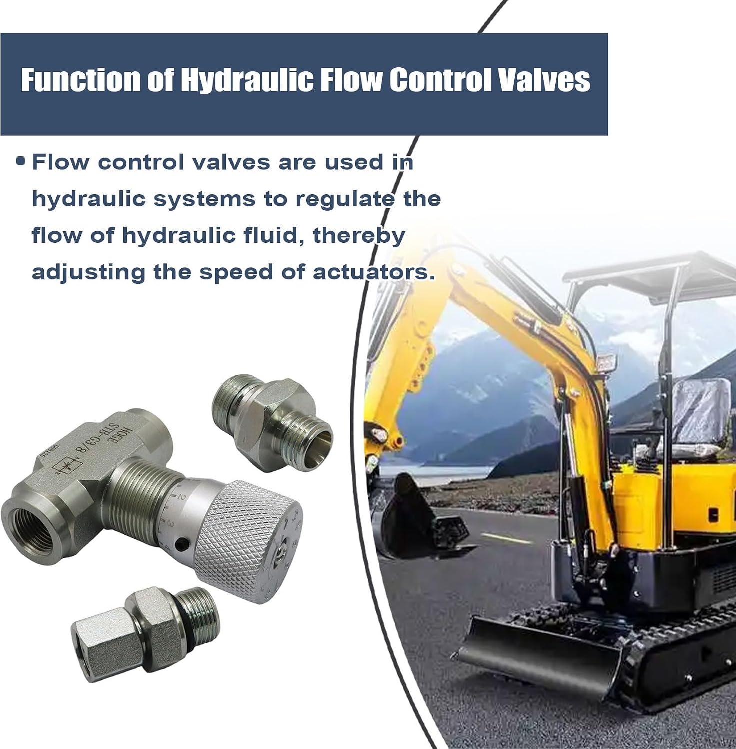 FZJDSD STB-G3/8 3/8" L08 Hydraulic Flow Control Valve Compatible with Mini Excavator,Bidirectional Restrictor Valve w/Two-Sided Connectors