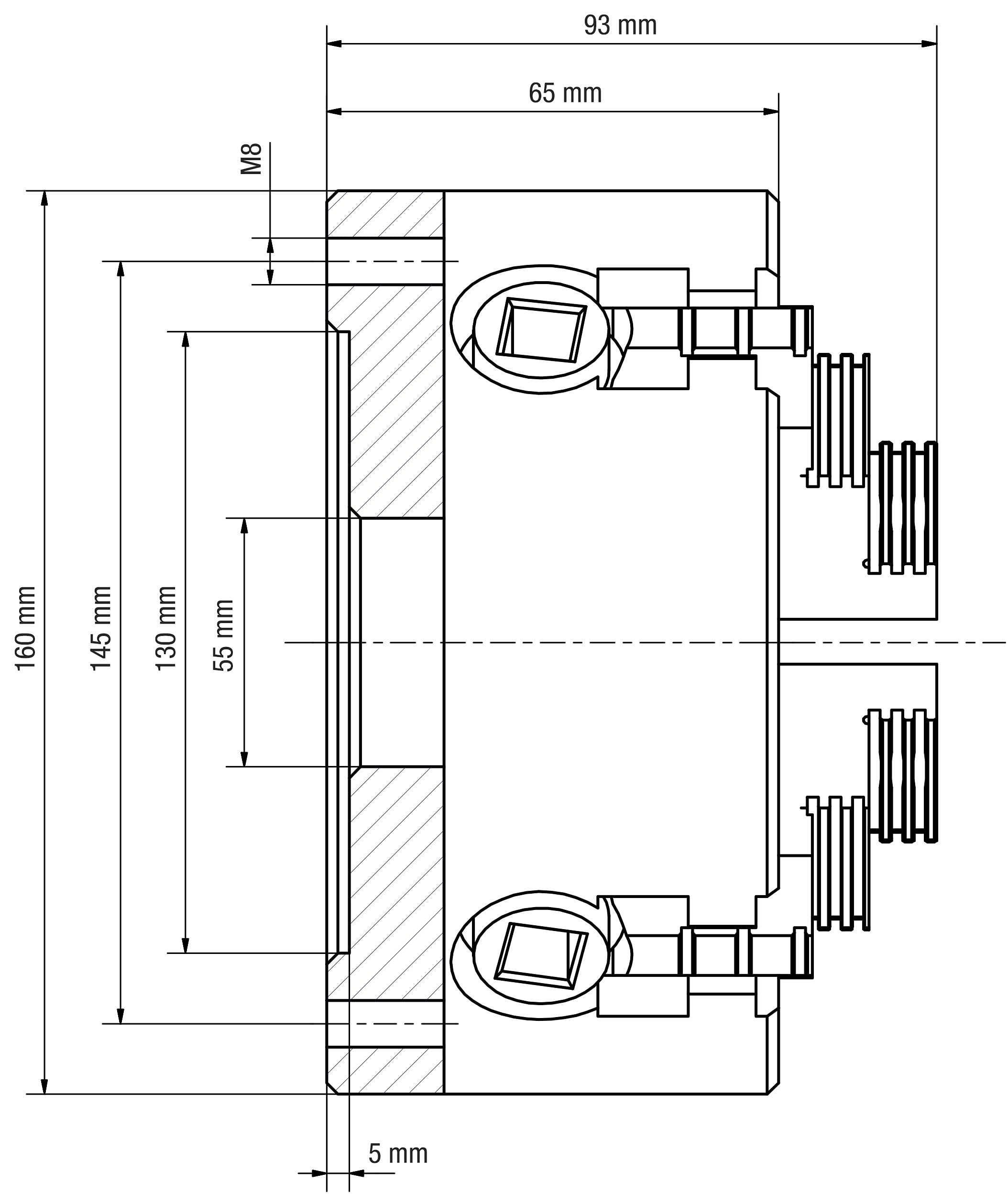 WABECO Planscheibe 160 mm 4 Backenfutter Vierbackenfutter Drehbankfutter