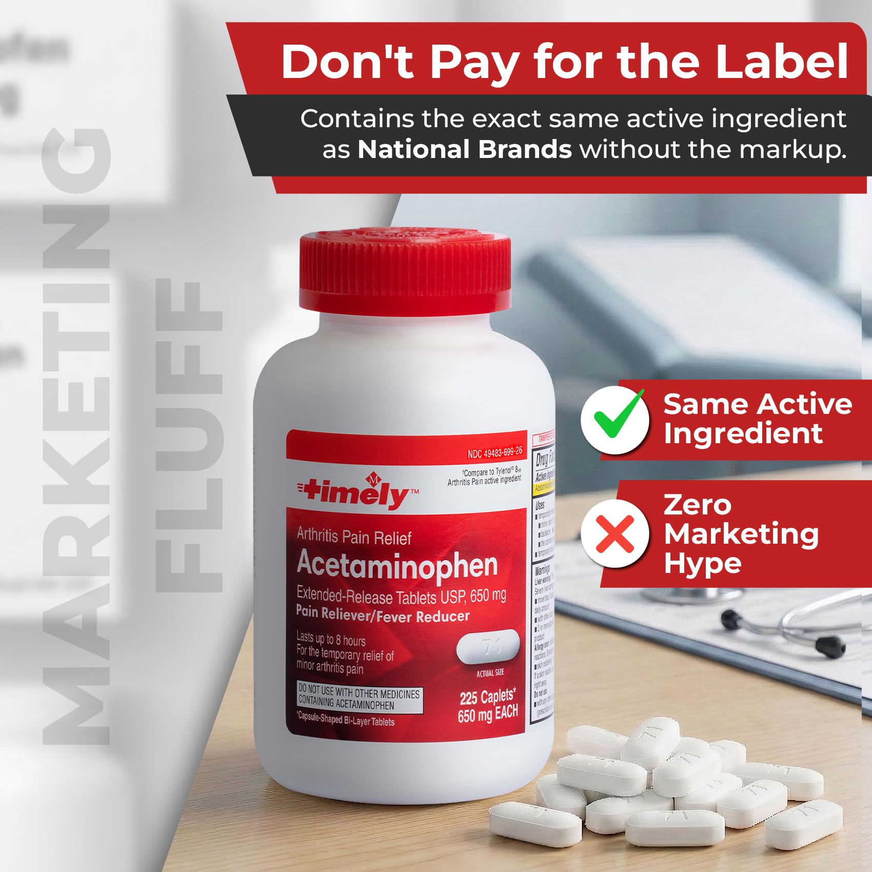 TIME-Cap Labs Acetaminophen 650mg Extended Release, 225 Caplets — Amazon image 4