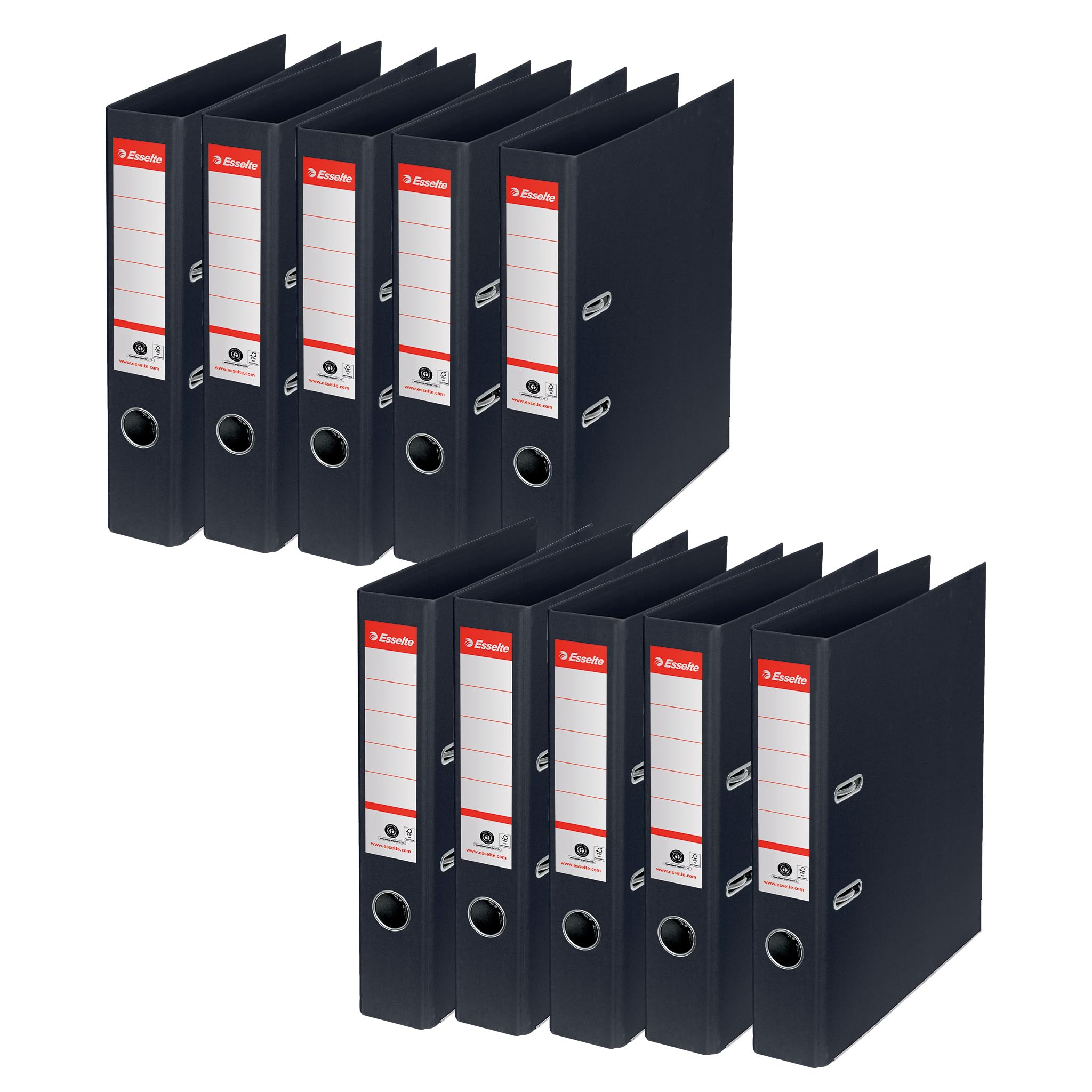 Esselte Raccoglitore a leva, capacità 350 fogli A4 (80 g/m²), 100% carta riciclata, nero, 627576