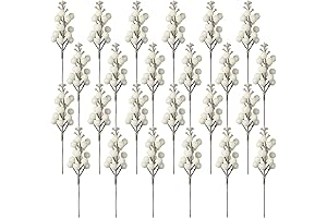 Crafare Iridescent White Christmas Berry Stems for Festive Holiday Decor