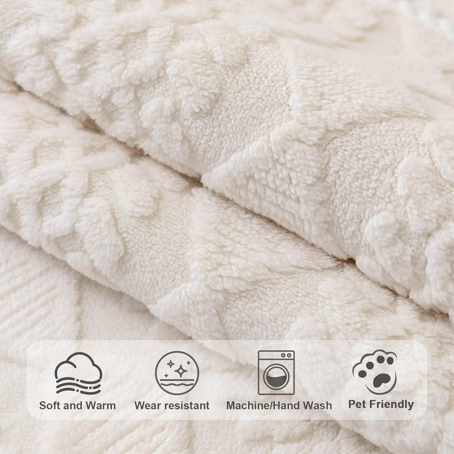Soft Plush Couch Cover, Non Slip Fluffy Sectional Sofa Covers for 3 Cushion Couch Sofa L Sharped Sofa Slipcover for Pets, Furniture Protector (1 PCS 36"x94" White)