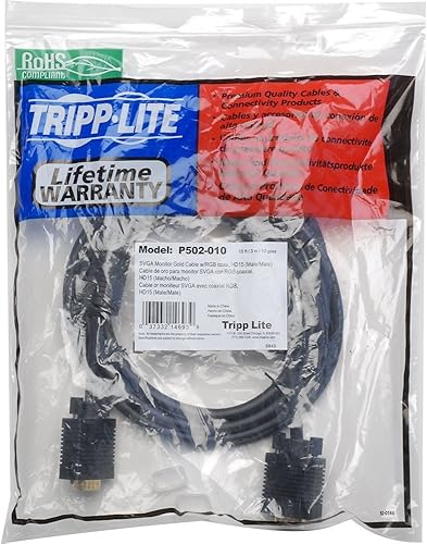Vista 14 de Tripp Lite Cable de monitor coaxial VGA, cable de alta resolución con RGB coaxial (HD15 M/M) de 20 pies (P502-020)