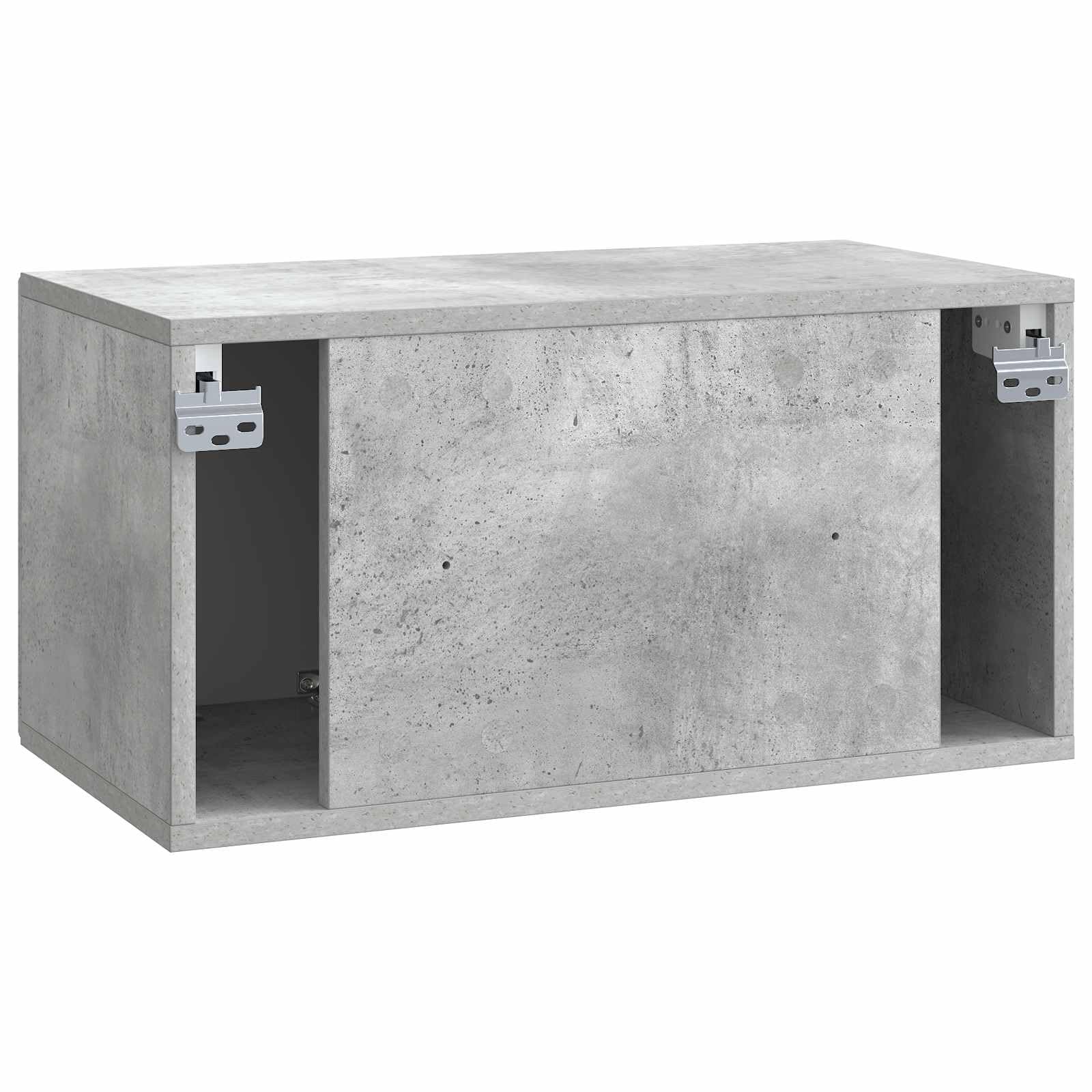Floating TV Cabinet Concrete Gray Engineered Wood | Features 2 drop-down doors for storage, measuring 23.4 x 12.2 x 11.8 inches for living room media centers.