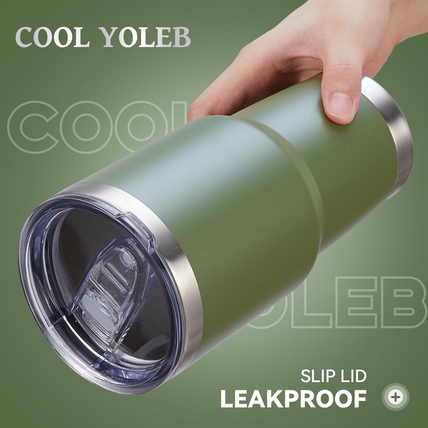 30 oz Tumbler with Lid Stainless Steel Tumblers Vacuum Insulated Cup Reusable Powder Coated Travel Mug Double Wall Leak Proof Portable Cups Keep Cold Drinks for 12 Hours, Army Green, 1 Pack - Image 2