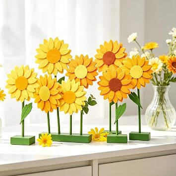SUNBEAUTY Summer Sunflower Table Decor Sunflower Centerpieces for Tables Flower Birthday Party Decorations Summer Tabletop Decorations for Home Office Baby Shower Garden Party SuppliesSunflower